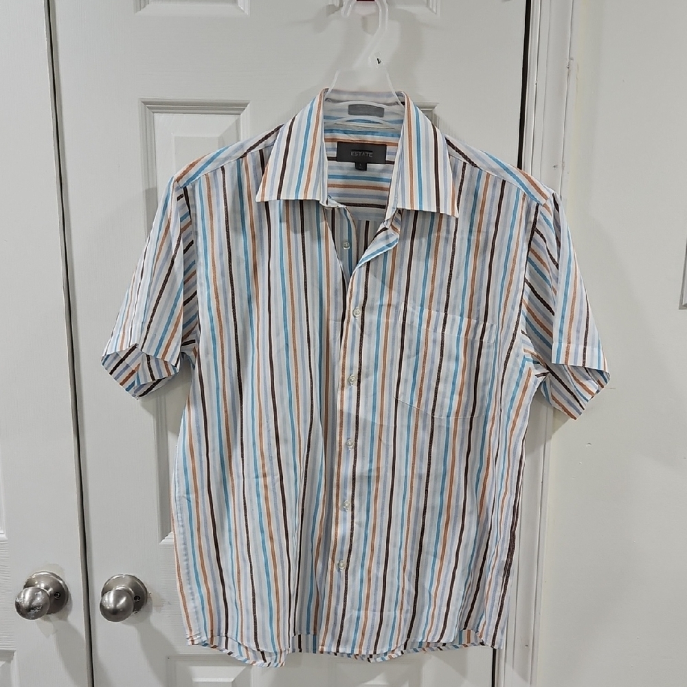 Estate mens multicolored striped short sleeve top